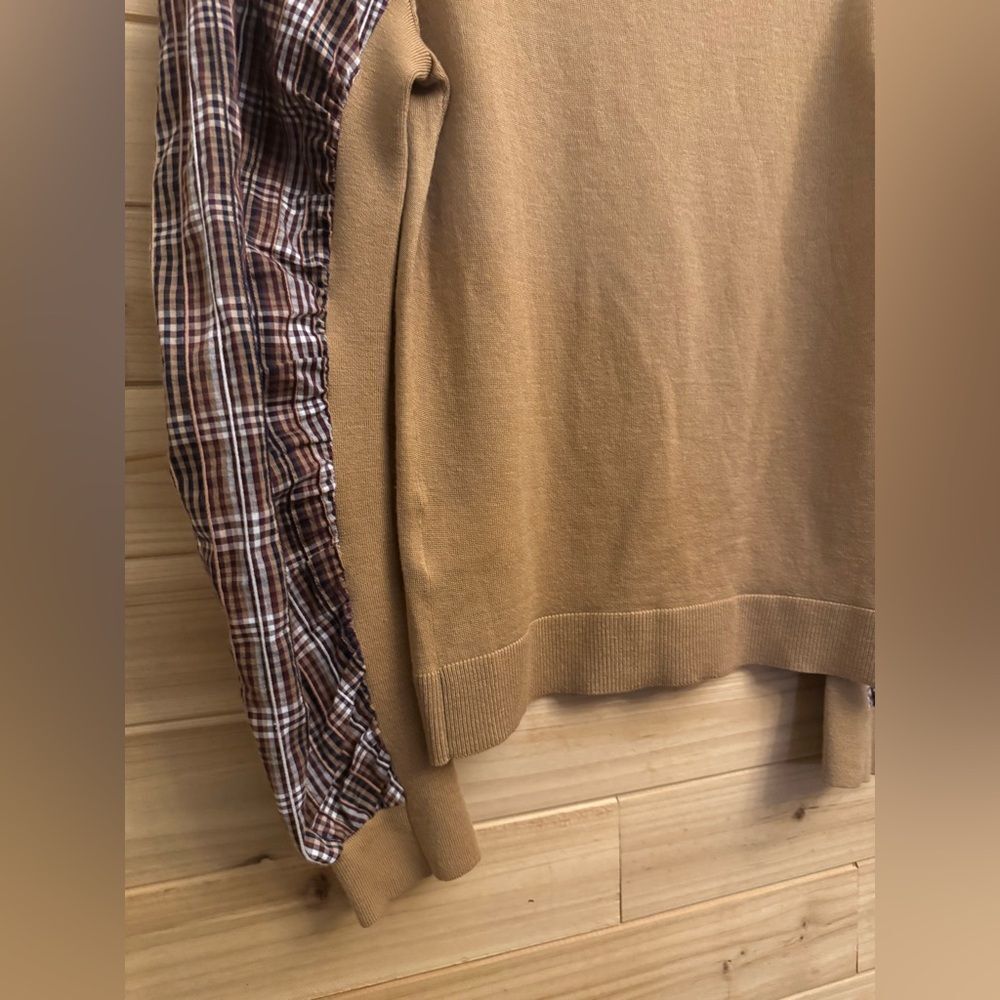 Veronica Beard Size Small Mixed Media Adler Wool Plaid Sleeve Pullover Sweater - Picture 7 of 11